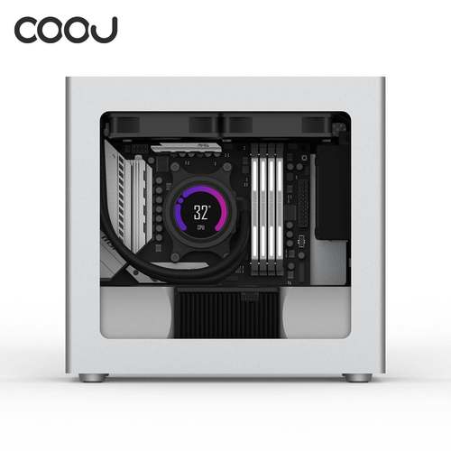 COOJ 宰相Z18侧透版 MATX铝合金一体成型外壳直插水冷ITX电脑机箱