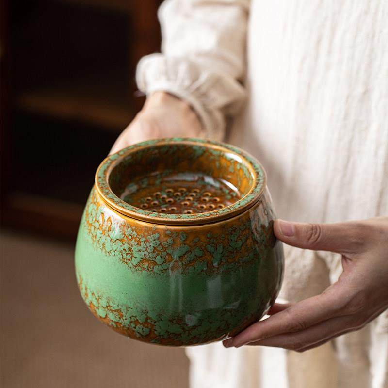 茶水分离窑变茶渣缸陶瓷茶洗建水过滤带盖桌面烟灰茶台废水垃圾桶,餐饮具,茶台废水/渣桶,淘宝优惠券,粉丝福利购,淘宝优惠卷