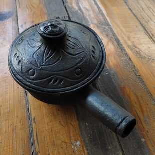 云南香格里拉尼西黑陶砂锅土锅老式炖煲汤锅家用粗土陶直径17cm