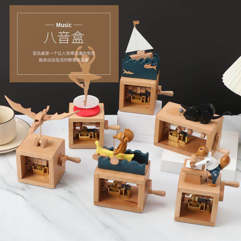 手摇音乐盒八音盒天空之城木质送男女生生日圣诞节儿童圣诞节礼物