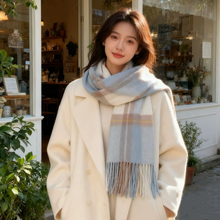 轻奢高级感百搭保暖加厚围脖节日礼物 冬季 纯羊毛围巾女款 2025新款