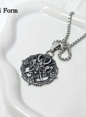 Anti Form复古克系武士项链男暗黑系独特小众朋克风夸张恶魔吊坠