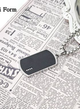 Anti Form简约经典格子纹镶锆石几何方牌吊坠嘻哈男女个性项链