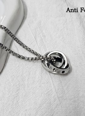 钛钢三环项链男女潮牌嘻哈指环