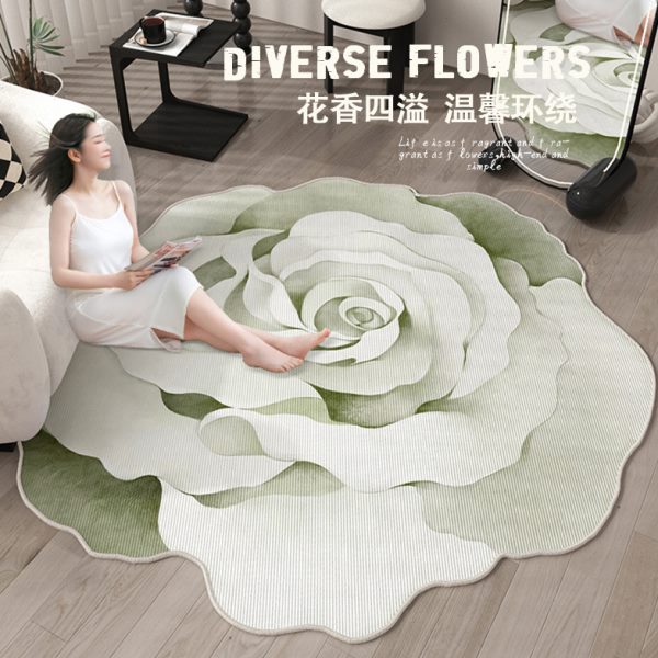 异形地毯小风奶油感高级单人沙发地垫加厚客厅不规则隔音绿色轻奢