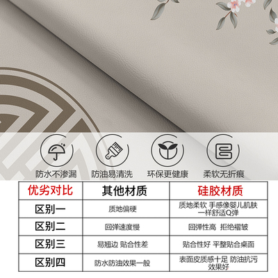 中式圆餐桌布轻奢高级感带转盘圆形皮革桌垫防水防油免洗防烫台布