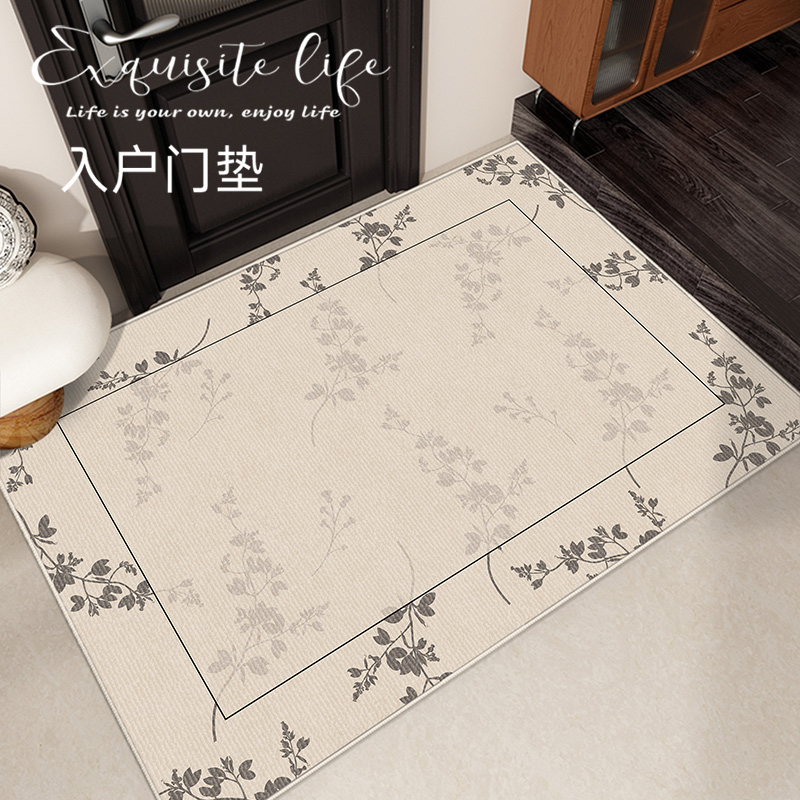 法式奶油风浅色入户门地垫家用玄关防滑进门脚垫门垫门口耐脏地毯