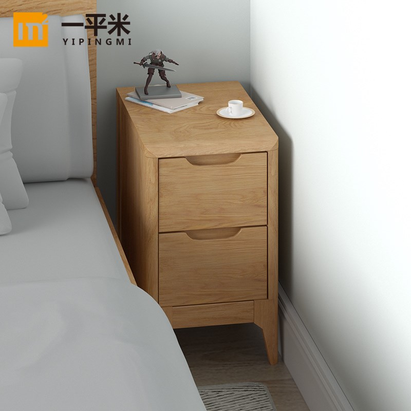 实木床头柜超窄夹缝柜20/25/30cm小户型床边柜橡木原木整装简约风
