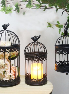 装饰鸟笼铁艺装饰品家居多肉盆栽盘花盆多功能家居饰品装饰摆件