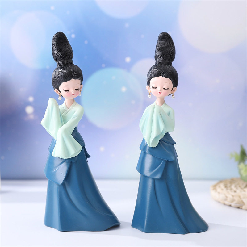 古风少女只此青绿新款国风耳环蓝裙舞动女孩创意礼品家居工艺摆饰,家居饰品,装饰摆件,淘宝优惠券,粉丝福利购,淘宝优惠卷