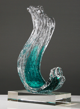 风生水起琉璃摆件办公室招财抽象大师手作客厅酒店玄关装饰品摆设