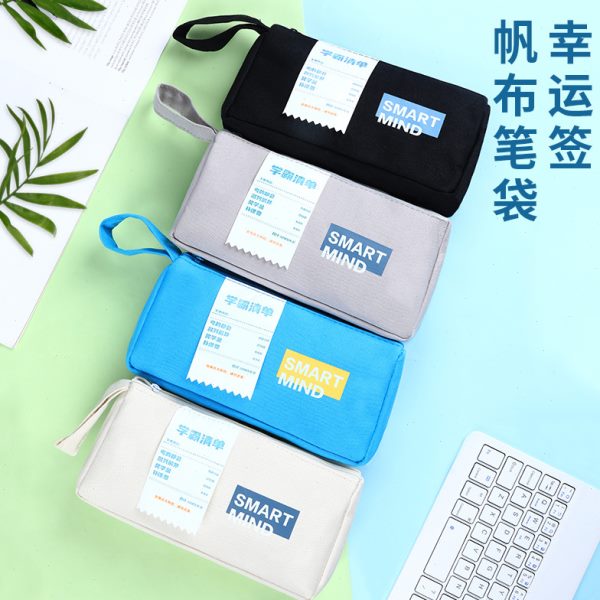 文具学生学霸耐脏复古收纳袋便携个性盐系双层手提简约笔袋大容量