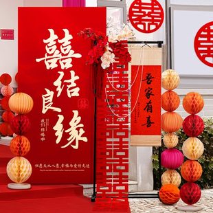 饰用品订酒店婚礼迎宾kt板摆件喜字立牌室外婚宴布置定制 背景墙装