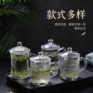 带把大容量玻璃杯家用透明专用耐高温泡茶杯带盖 个人喝水杯子男士