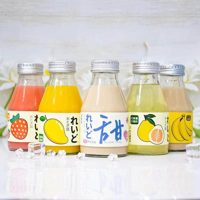 新日期童话里饮料215g*6瓶玻璃罐装果味饮品含乳饮品迷你小瓶可混