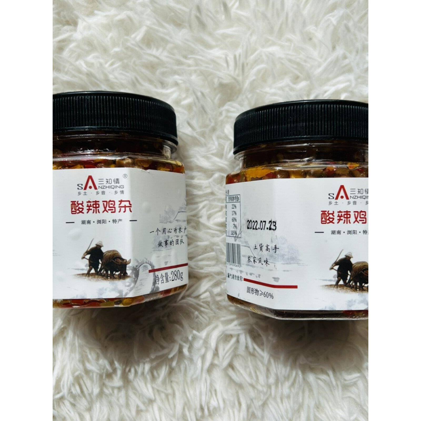 现货三之清酸辣鸡杂腌菜微辣三色椒炒饭配酒菜板面酸辣鸡杂