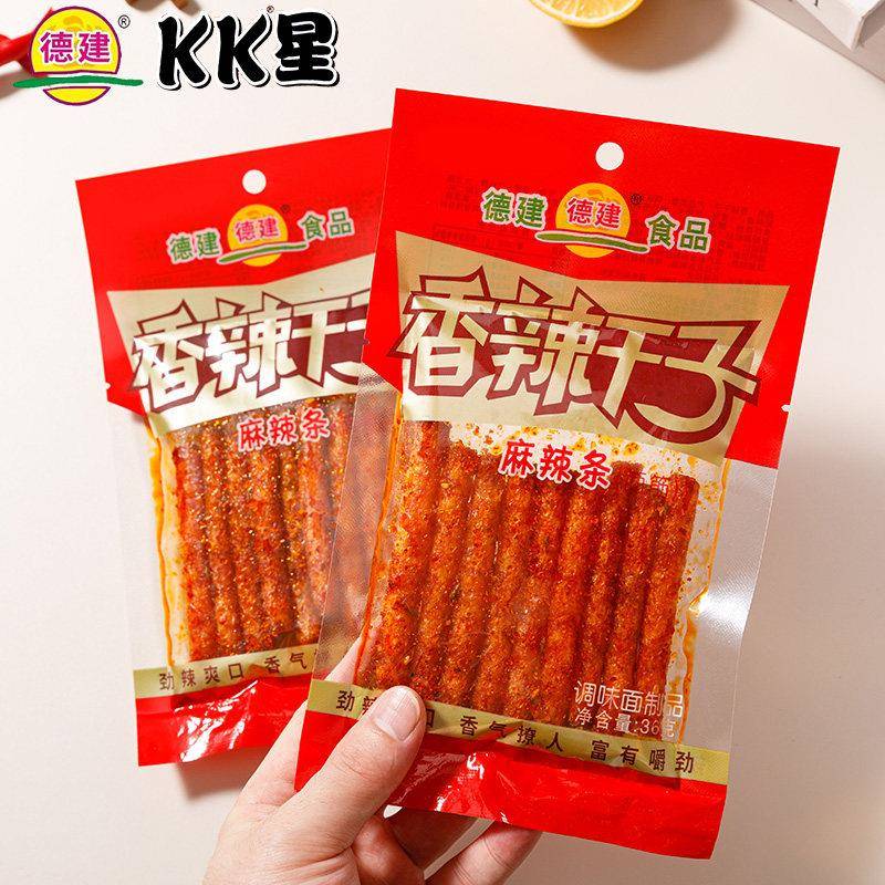 现货湖南德建麻辣条平江特产大辣片素羊排香辣干 干子KK星面 面筋