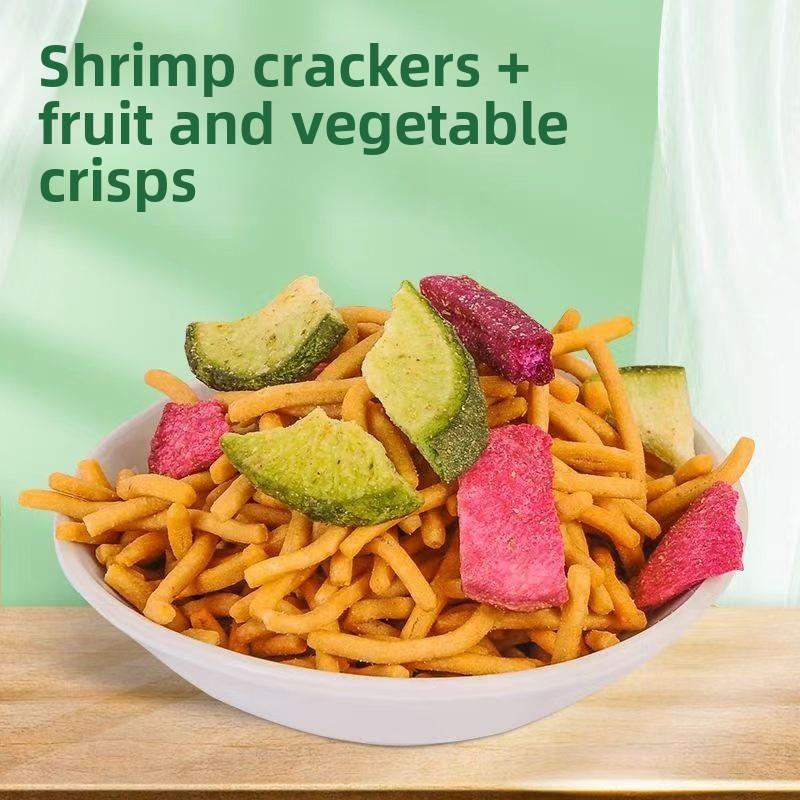 现货陆一鸣虾饼干四季豆水果蔬菜脆皮甜点面什锦豆水果怀旧回忆膨