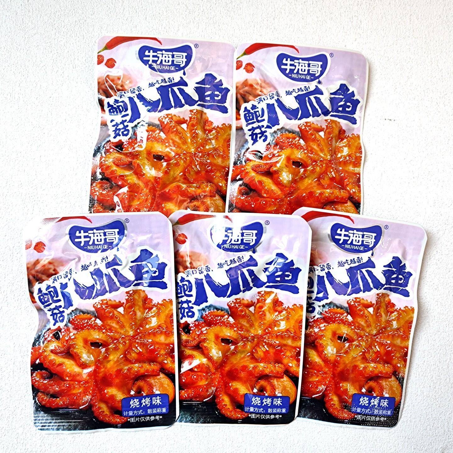 现货牛海哥鲜爽八爪鱼烧烤味香辣味称重小包装解馋休闲零食