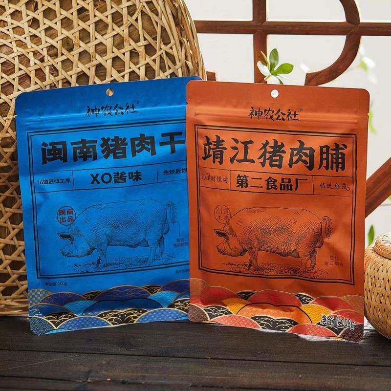 现货神农公社 靖江手撕猪肉脯108g熟食原味猪肉江台式卤肉豆脯