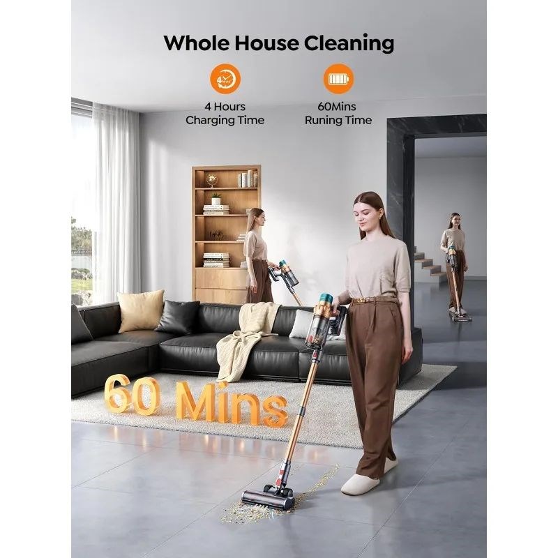 SMOTURE Cordless Vacuum Cleaner, 550W 45LKPA 60 M Runtime,Se