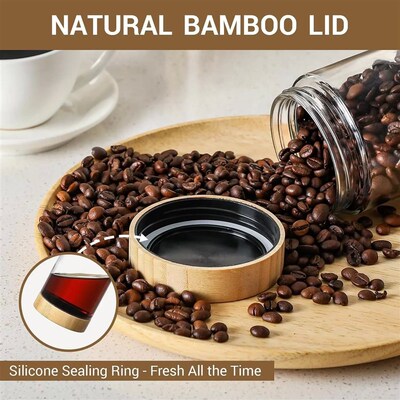 Glass jars with Airtight Lids OaDts Containers with Bamboo L