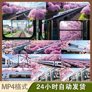 【4K航拍】开往春天的列车樱花林动车唯美花海视频素材