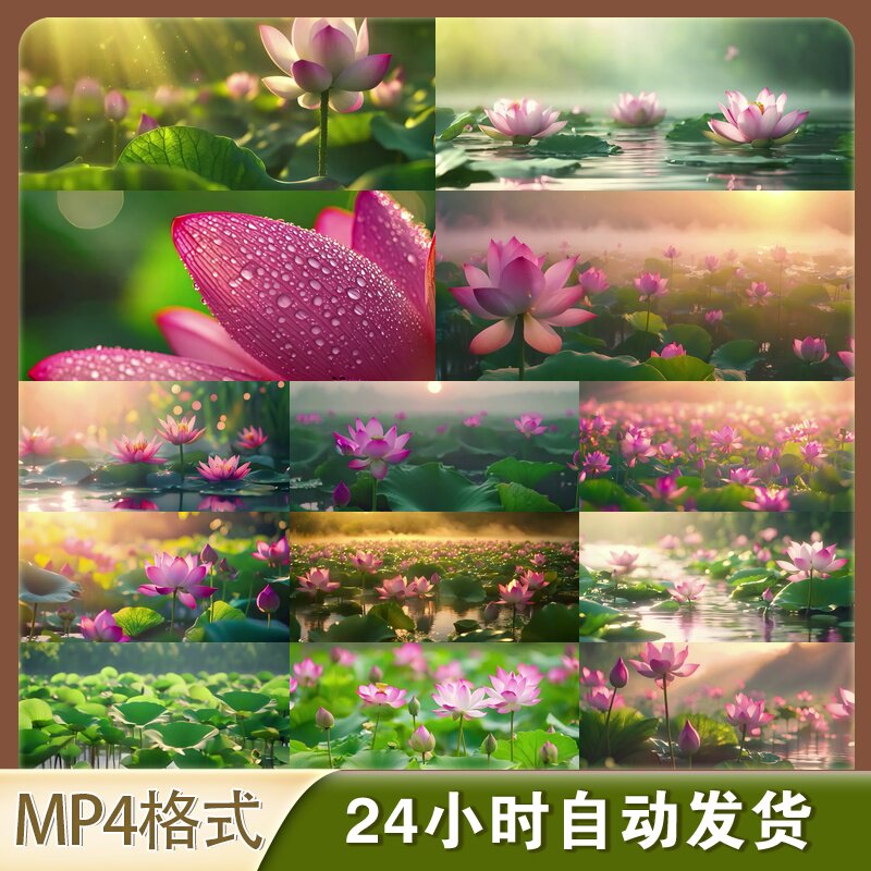 4K高清视频素材夏日荷花蜜蜂飞舞莲蓬露珠自然风景航拍唯美镜头