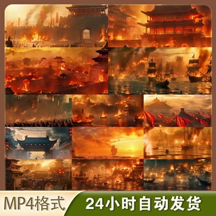 高清4k宽屏古代战场战火纷飞赤壁争攻城大景再现边塞视频素材