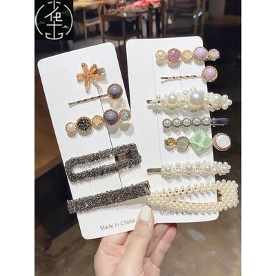 Korean INS red hair accessories Drhinestone pearl hairpin se