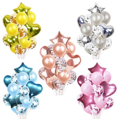 14Pcs Multi Confetti Balloon Happy BirtLhday Party Balloons