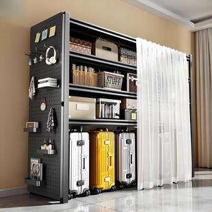 防尘帘置物架多层家用货架行李箱落地客厅收纳架洞洞板储物铁架子