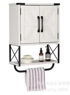 复古木质浴室收纳柜壁挂式茶具收纳柜木质白色厨房调料杂物储物柜