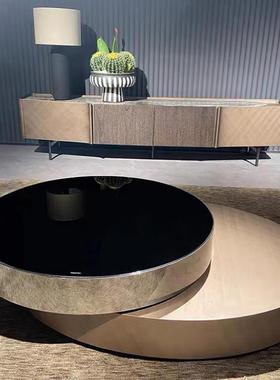 轻奢旋转茶几现代简约客厅伸缩创意高级椭圆组合大小户型网红茶桌