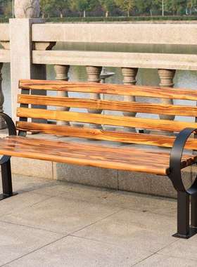 17069蓝麦焊接脚防腐木直销户外公园椅广场休闲长凳子