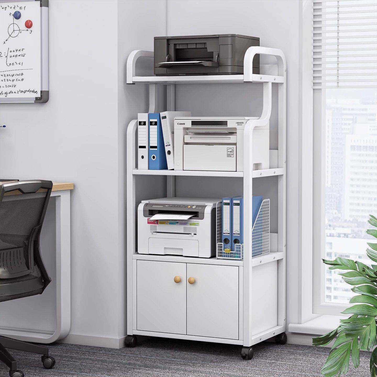 打印机置物架可移动多层简约复印机放置架办公室桌边落地文件整理