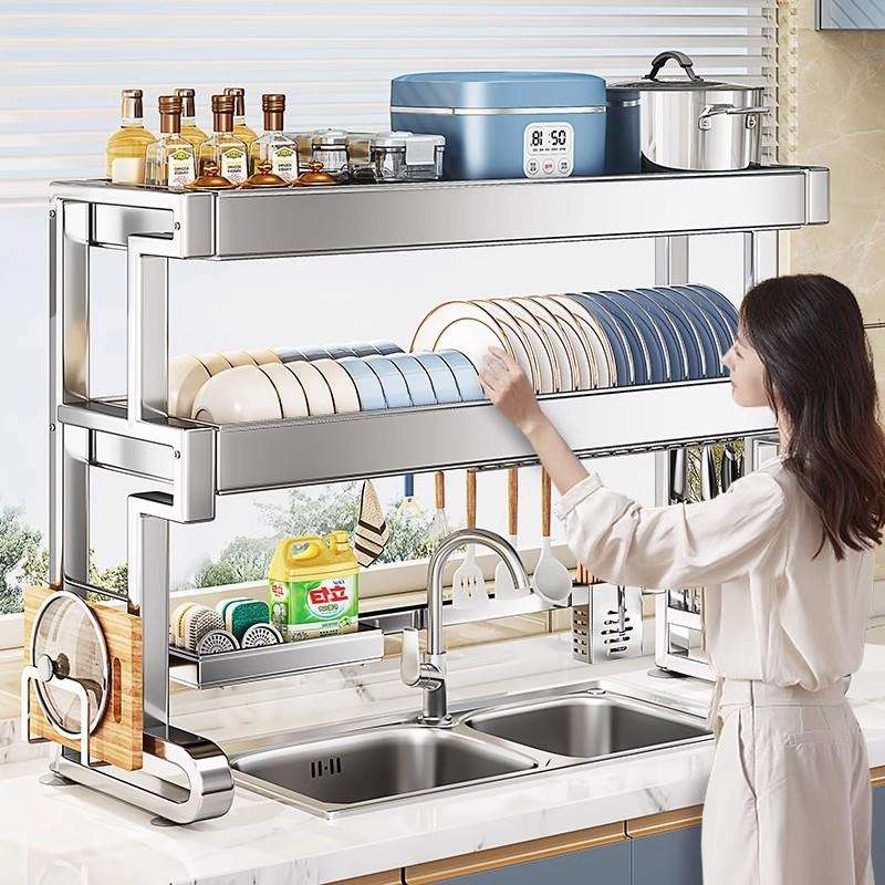 304不锈钢厨房水槽置物架沥水架洗碗槽水池边放碗盘收纳架子珩铭