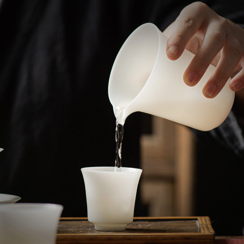 冰种玉瓷公道杯陶瓷茶具茶海公茶器茶道零配件分茶杯过滤公杯中式