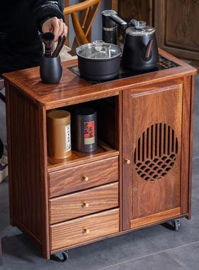 移动茶桌实木水柜边柜泡台家用烧水壶一体边柜办公室具置物