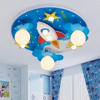 卡通木质宇宙吸顶灯 时尚简约卧室卡通书房儿童房灯幼儿园灯具