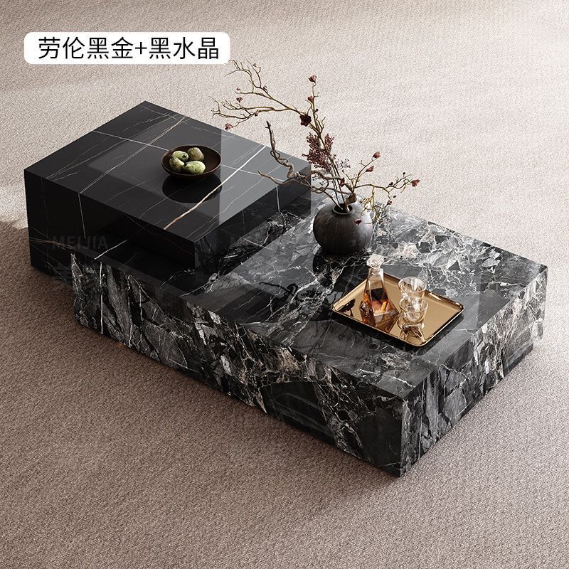 意式岩板茶几别墅客厅家用组合小户型设计师简约轻奢茶桌茶几组合