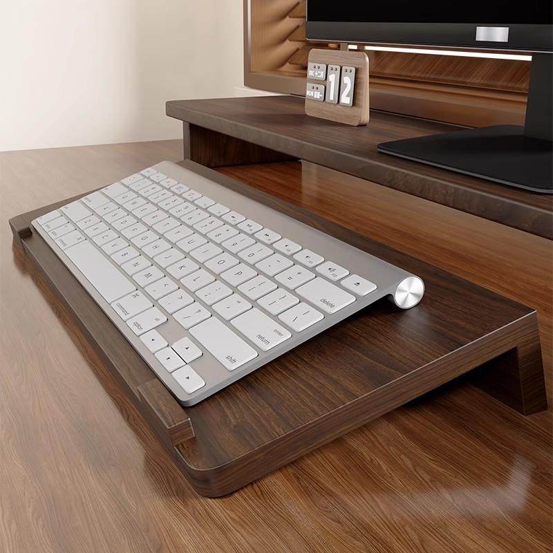 实木键盘悬浮置物架办公室电竞房桌上电脑配件收纳架桌面手腕托架