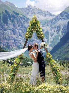 欧式新款三角形婚礼婚庆拱门户外舞台背景装饰花架影楼拍照道具