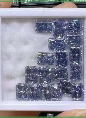 原色过测笔深蓝色雷迪恩形切割莫桑石长方倒角宝蓝莫桑钻宝石戒面