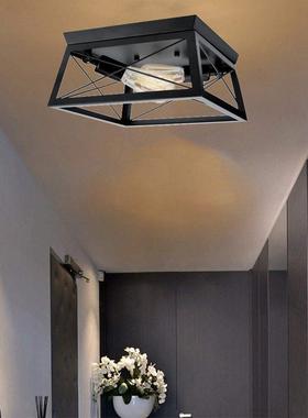 吸顶灯客厅主灯复古铁艺灯中山古镇灯天花板E26双灯头复古吸顶灯