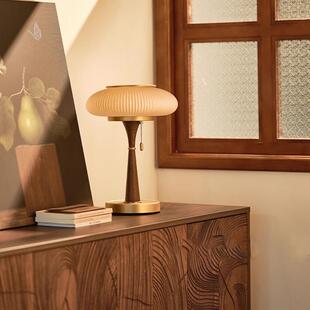 高颜值复古轻奢台灯卧室书房阅读灯法式美式中古风玻璃拉绳床头灯