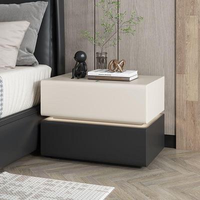 实木家用简约卧室床头柜现代极简轻奢智能感应灯悬浮床边柜多功能