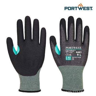 Portwest轻薄灵活透气防滑耐磨防切割浸胶通用手套防护手套A661