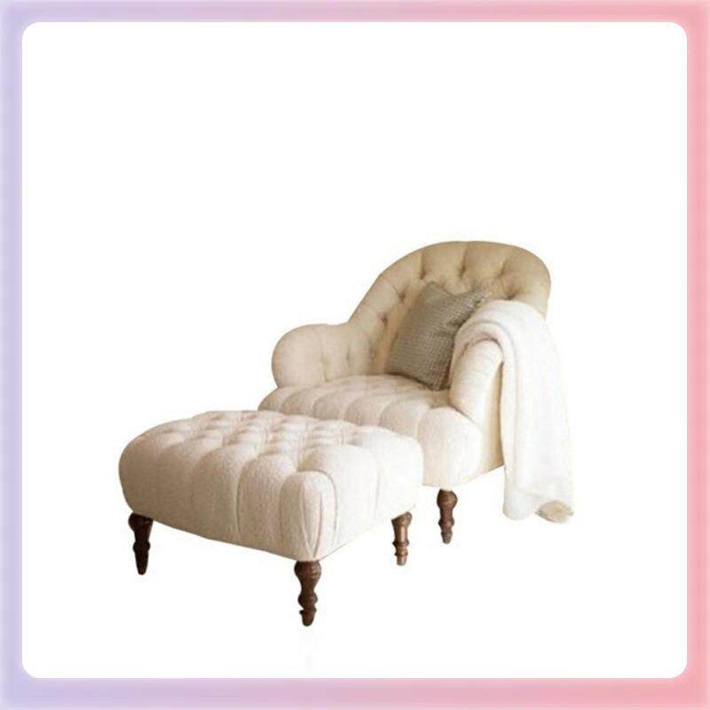 新古典布艺单人沙发美式阳台老虎椅小圈椅脚凳休闲椅卧室躺椅现货