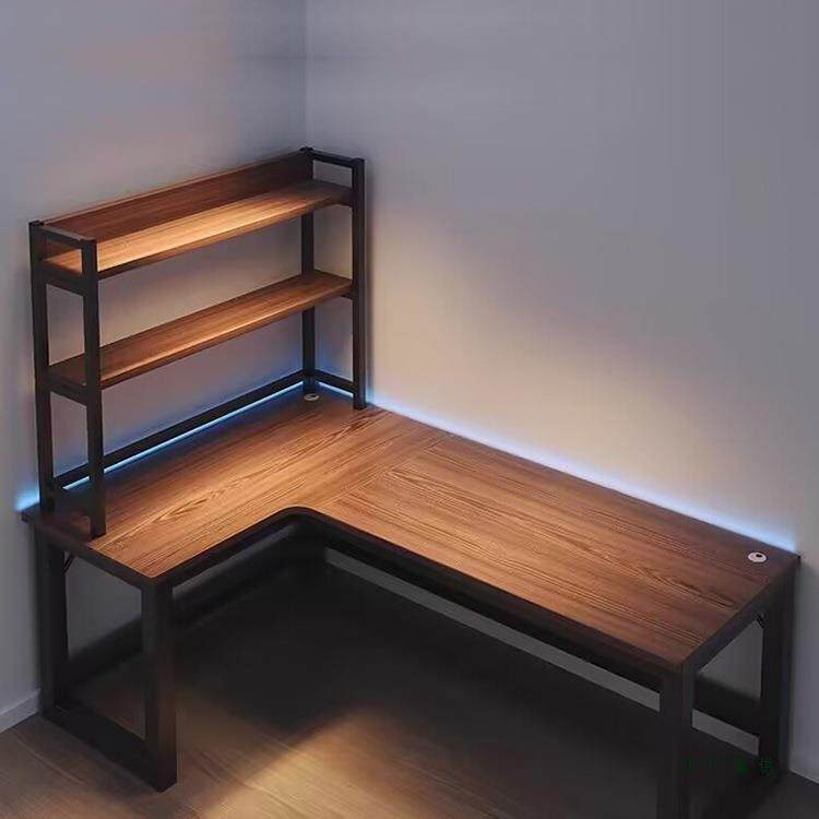 电脑桌台式电竞桌子家用卧室L型拐角桌学习桌转角书桌书架一体桌